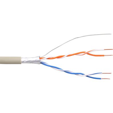 InLine® Telefon-Kabel 4-adrig, 2x2x0,6mm, zum Verlegen, 100m Rolle, beige
