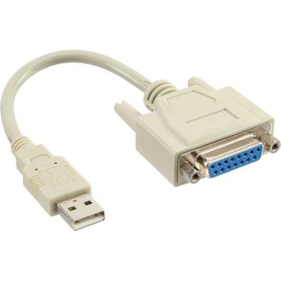 InLine® USB Adapter Kabel, USB Stecker A auf 15pol Buchse, beige
