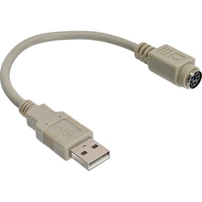 InLine® USB Adapter Kabel, USB Stecker A auf PS/2 Buchse, beige
