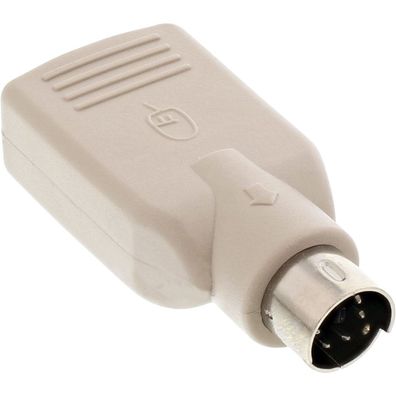 InLine® USB PS/2 Adapter, USB Buchse A auf PS/2 Stecker, beige