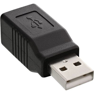 InLine® USB 2.0 Adapter, Stecker A auf Buchse B, schwarz