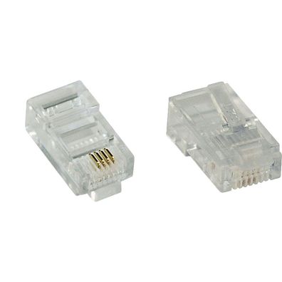 InLine® Modularstecker 8P4C RJ45 zum Crimpen auf Flachkabel (ISDN), 10er Pack