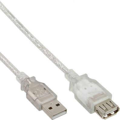 InLine® USB 2.0 Verlängerung, Stecker / Buchse, Typ A, transparent, 0,5m, transp