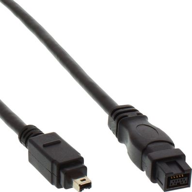 InLine® FireWire Kabel, IEEE1394 4pol Stecker zu 9pol Stecker, schwarz, 1m, schw