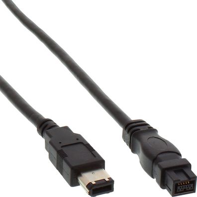 InLine® FireWire Kabel, IEEE1394 6pol Stecker zu 9pol Stecker, schwarz, 5m, schw