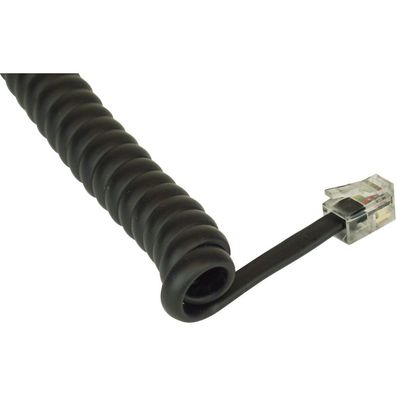 InLine® Spiralkabel, RJ10 Stecker / Stecker, max. 2m schwarz, 1:1 belegt, schwar
