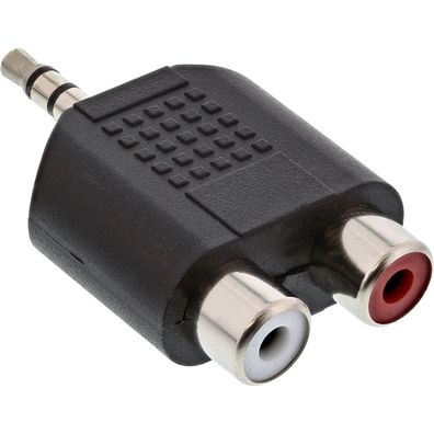 InLine® Audio Adapter, 3,5mm Klinke Stecker an 2x Cinch Buchse, Stereo, schwarz