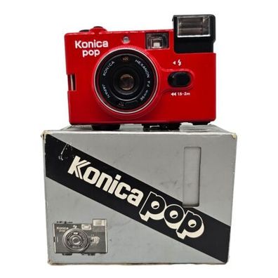 Konica pop Hexanon 36mm 4,0 Rot Vintage Fotoapparat point&shoot Selten Neuwertig
