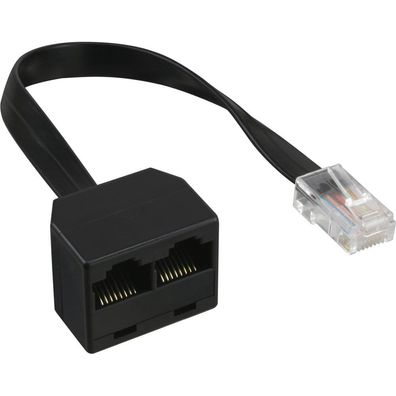 InLine® ISDN Verteiler, 1x RJ45 St an 2x RJ45 Bu, (8P8C) mit 15cm Kabel, ohne En