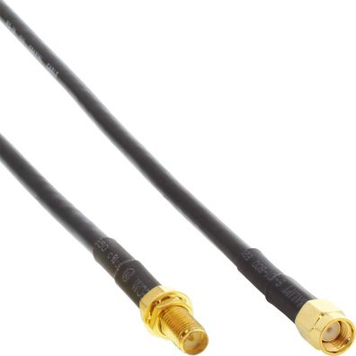 InLine® WLAN Kabel, R-SMA-Stecker auf R-SMA-Kupplung, 1m, schwarz