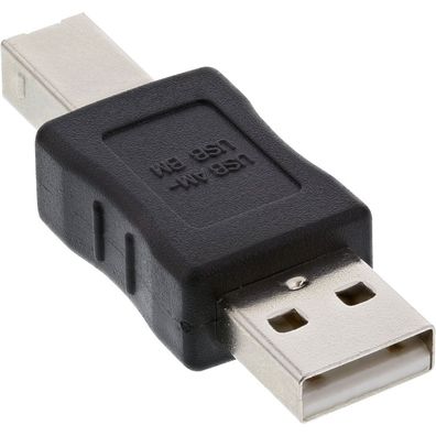 InLine® USB 2.0 Adapter, Stecker A auf Stecker B, schwarz