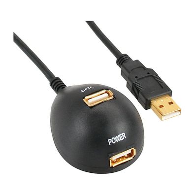 InLine® USB 2.0 Verlängerung, Stecker / Buchse, Typ A, schwarz, mit Standfuss, 2