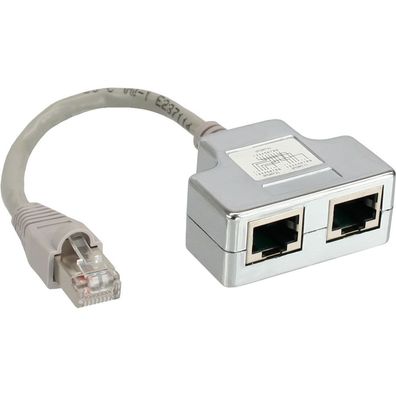 InLine® ISDN Port-Doppler, 1x RJ45 Stecker an 2x RJ45 Buchse, mit Kabel, grau