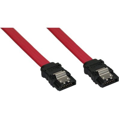 InLine® SATA Anschlusskabel, mit Sicherheitslasche, 0,5m, rot