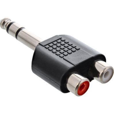 InLine® Audio Adapter, 6,3mm Klinke Stecker auf 2x Cinch Buchse, Stereo, schwarz