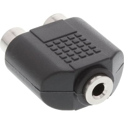 InLine® Audio Adapter, 3,5mm Klinke Buchse Mono an 2x Cinch Buchse, schwarz