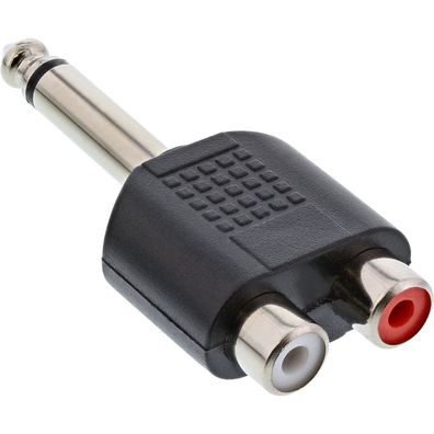 InLine® Audio Adapter, 6,3mm Klinke Stecker an 2x Cinch Buchse, Mono, schwarz