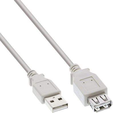 InLine® USB 2.0 Verlängerung, Stecker / Buchse, Typ A, beige/ grau, 5m, beige