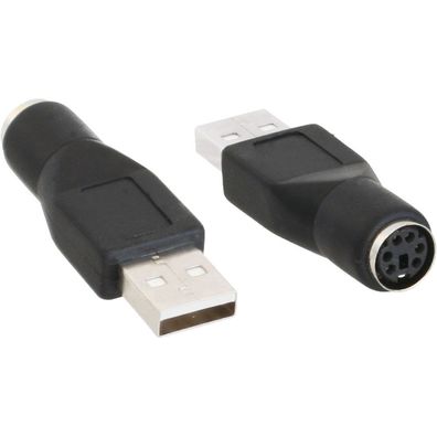 InLine® USB PS/2 Adapter, USB Stecker A auf PS/2 Buchse, schwarz