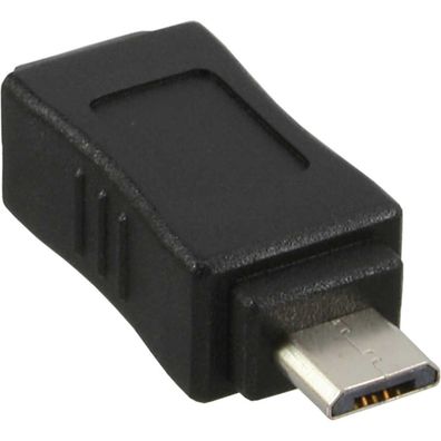InLine® Micro-USB Adapter, Micro-B Stecker an Mini USB 5-pol Buchse, schwarz