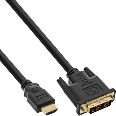 HDMI-DVI Kabel, vergoldete Kontakte, HDMI Stecker auf DVI 18 + 1 Stecker, 3m, schw