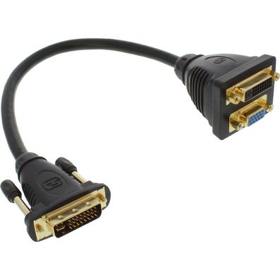 InLine® DVI-I Adapterkabel, DVI-I Stecker auf DVI-I-Buchse + S-VGA Buchse, schwa