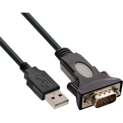 InLine® USB 2.0 zu Seriell Adapterkabel, USB A an 9pol Sub D Stecker, 0,25m, sch