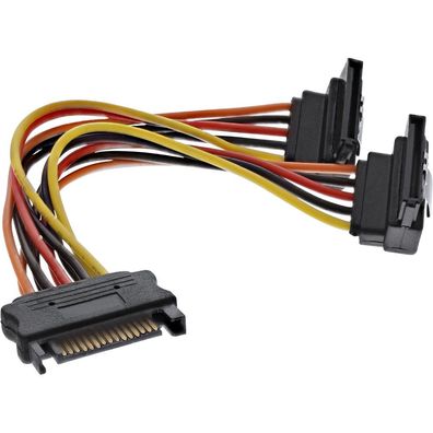 InLine® SATA Strom-Y-Kabel, SATA Buchse an 2x SATA Stecker gewinkelt, mit Sicher
