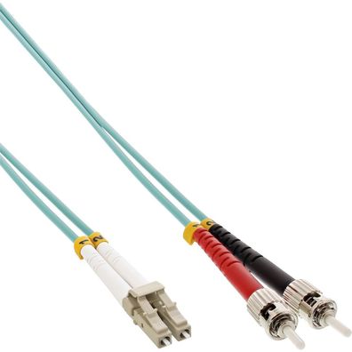 InLine® LWL Duplex Kabel, LC/ ST, 50/125µm, OM3, 25m, türkis