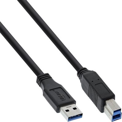 InLine® USB 3.0 Kabel, A an B, schwarz, 3m, schwarz