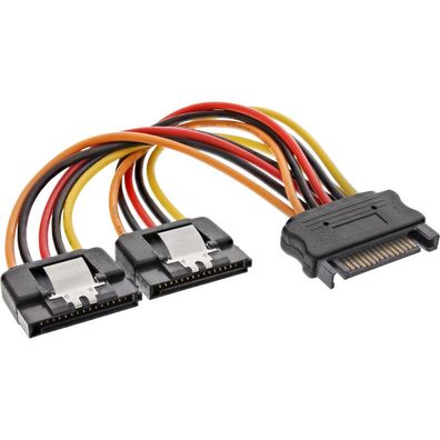InLine® SATA Strom-Y-Kabel, SATA Buchse an 2x SATA Stecker mit Sicherheitslasche