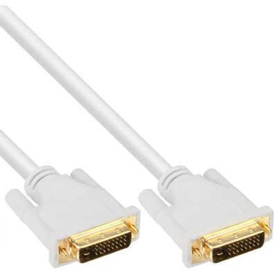 DVI-D Kabel, digital 24 + 1 Stecker / Stecker, Dual Link, weiß / gold, 2m, weiß