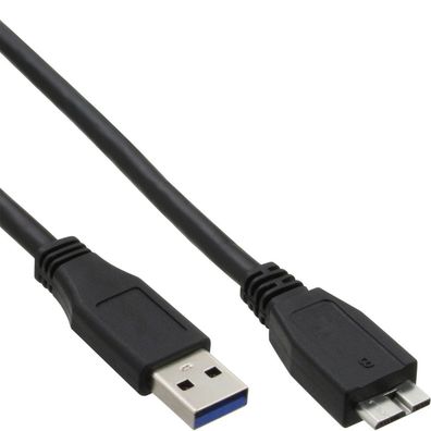 InLine® USB 3.0 Kabel, A an Micro B, schwarz, 0,5m, schwarz
