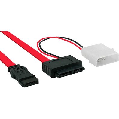 Slimline SATA Kabel, Slimline SATA Stecker 13pol. (7 + 6) zu SATA + Strom, 0,4m