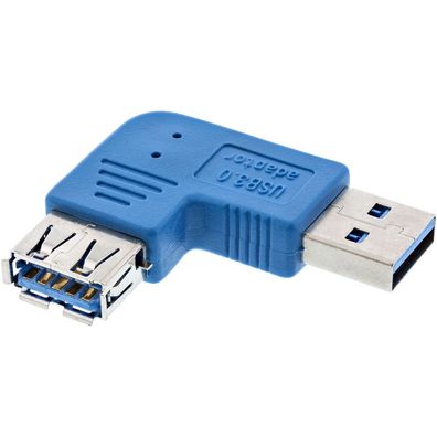 InLine® USB 3.0 Adapter, Stecker A auf Buchse A, links gewinkelt 90°, blau