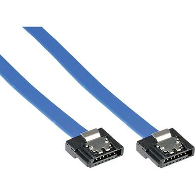 InLine® SATA 6Gb/ s Anschlusskabel klein, mit Sicherheitslasche, 0,15m, blau