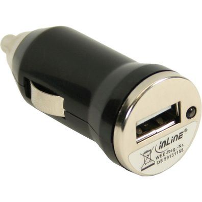 InLine® USB KFZ Ladegerät Stromadapter, 12/24VDC zu 5V DC/1A, Mini, schwarz