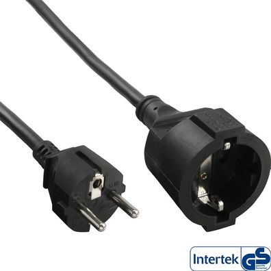 InLine® Strom-Verlängerung Schutzkontakt Stecker / Buchse, schwarz, 10m, schwarz