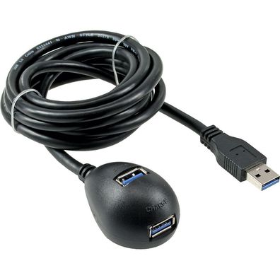 InLine® USB 3.0 Verlängerung, A Stecker / Buchse, schwarz, mit Standfuß, 2m, sch