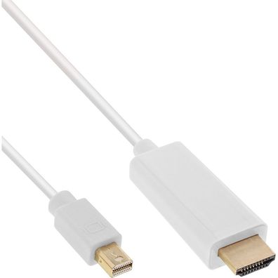 InLine® Mini DisplayPort zu HDMI Konverter Kabel, weiß, 5m, mit Audio, weiß