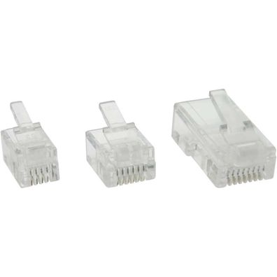 InLine® Modularstecker, 8P8C RJ45 zum Crimpen auf Flachkabel (ISDN), 10er Pack
