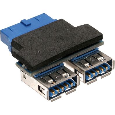 InLine® USB 3.0 Adapter, 2x Buchse A auf Pfostenanschluss, schwarz