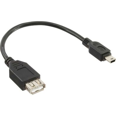 InLine® USB 2.0 Adapterkabel, Buchse A auf Mini-5-pol. Stecker, 0,2m, schwarz