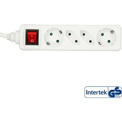 InLine® Steckdosenleiste, 4-fach, 2x Schutzkontakt + 2x Euro, mit Schalter, 1,5m