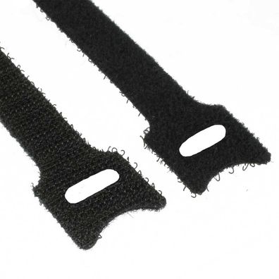 InLine® Kabelbinder 12x200mm, Klett-Verschluss, 10er, schwarz, schwarz