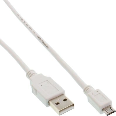 InLine® Micro-USB 2.0 Kabel, USB-A Stecker an Micro-B Stecker, weiß, 1m, weiß