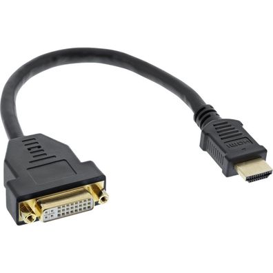 InLine® HDMI-DVI Adapterkabel, HDMI Stecker auf DVI Buchse, 0,2m, schwarz
