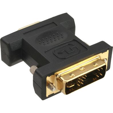 DVI-A Adapter, Analog 12 + 5 Stecker auf 15pol HD Buchse (VGA), vergoldet, schwarz