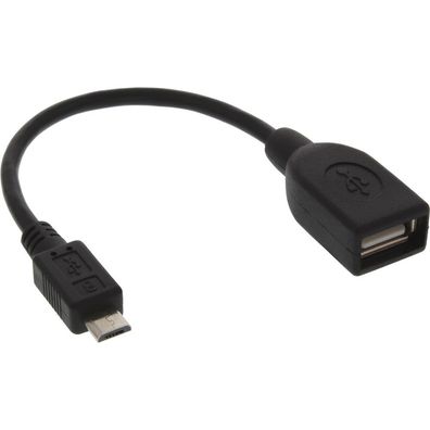 InLine® Micro-USB OTG Adapterkabel, Micro-B Stecker an USB A Buchse, 0,15m, schw