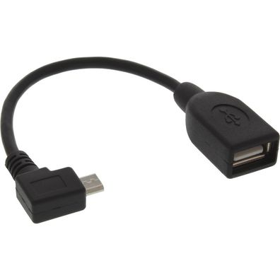 InLine® Micro-USB OTG Adapterkabel, Micro-B Stecker gewinkelt an USB A Buchse, 0
